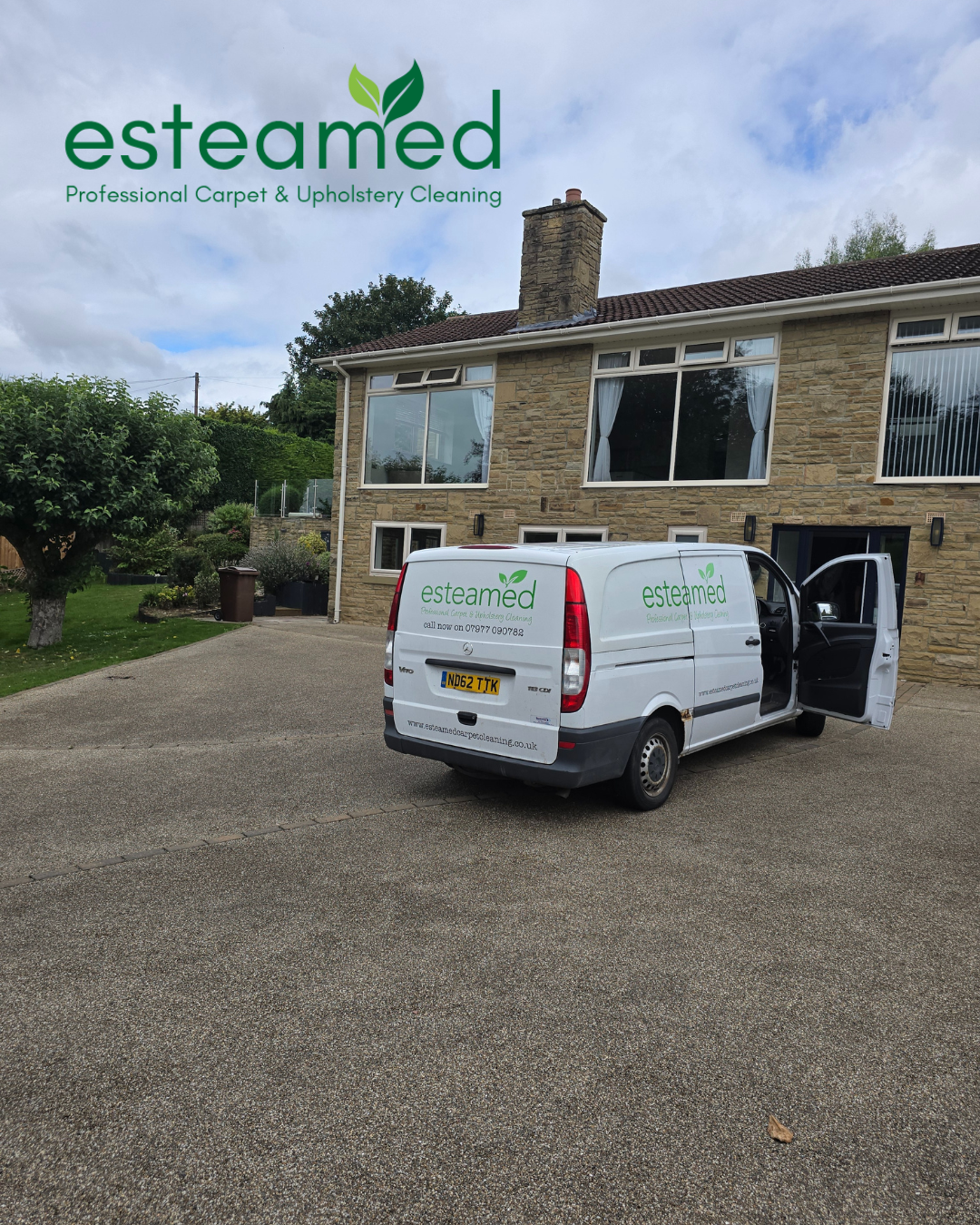 Esteamed's branded cleaning van on a customer's driveway